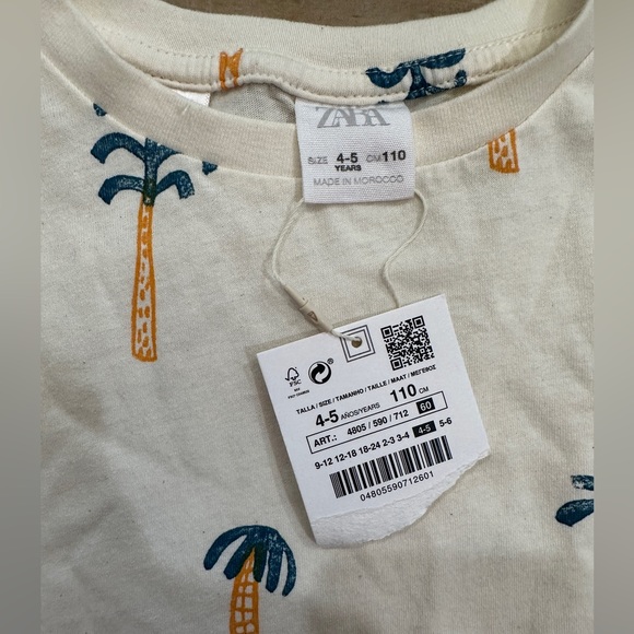 Zara boys tee shirt linen striped shorts matching set palm trees beach - Picture 7 of 12